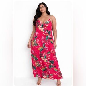 Old Navy Vibrant Red Floral Dress
